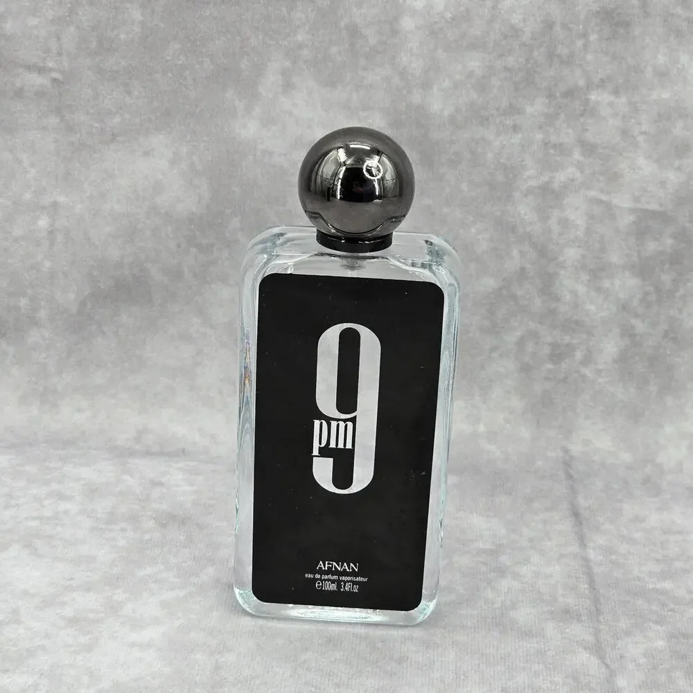 Afnan 9PM 3.4 FL Oz 100 ML Black Gray Clear Empty Collector Glass Bottle‎ Only